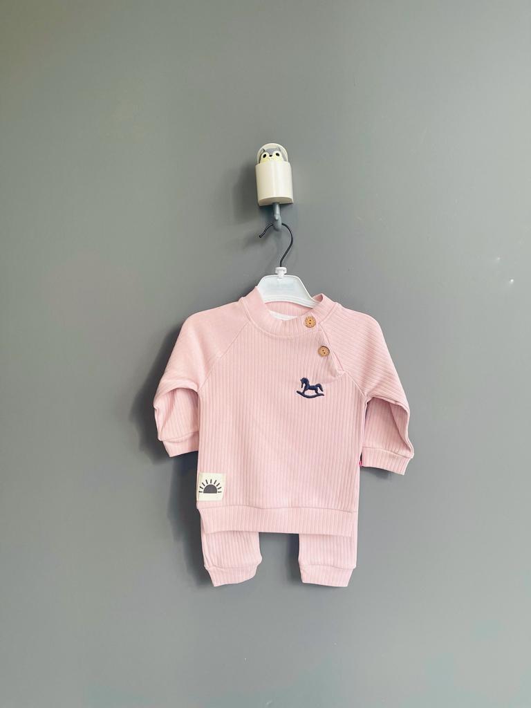 9-12-18-24 Ay At Nakışlı Unisex İkili Bebek Takımı