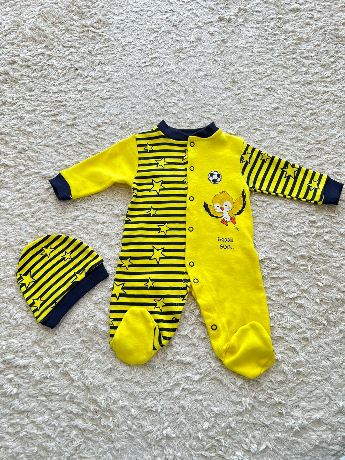 3-6  Ay Şapka Aksesuarlı Bebek Taraftar Tulumu Fenerbahçe