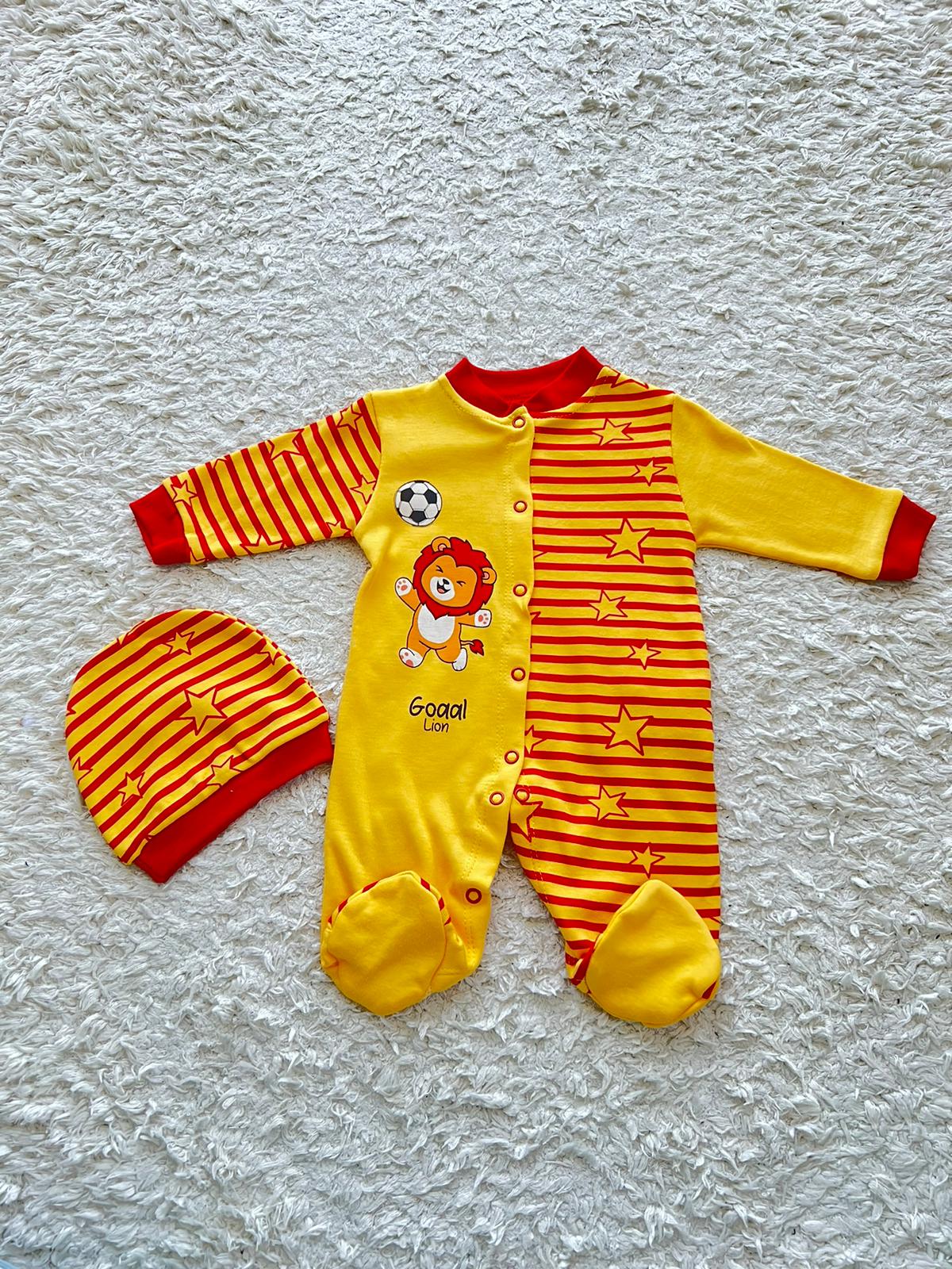 3-6  Ay Şapka Aksesuarlı Bebek Taraftar Tulumu Galatasaray
