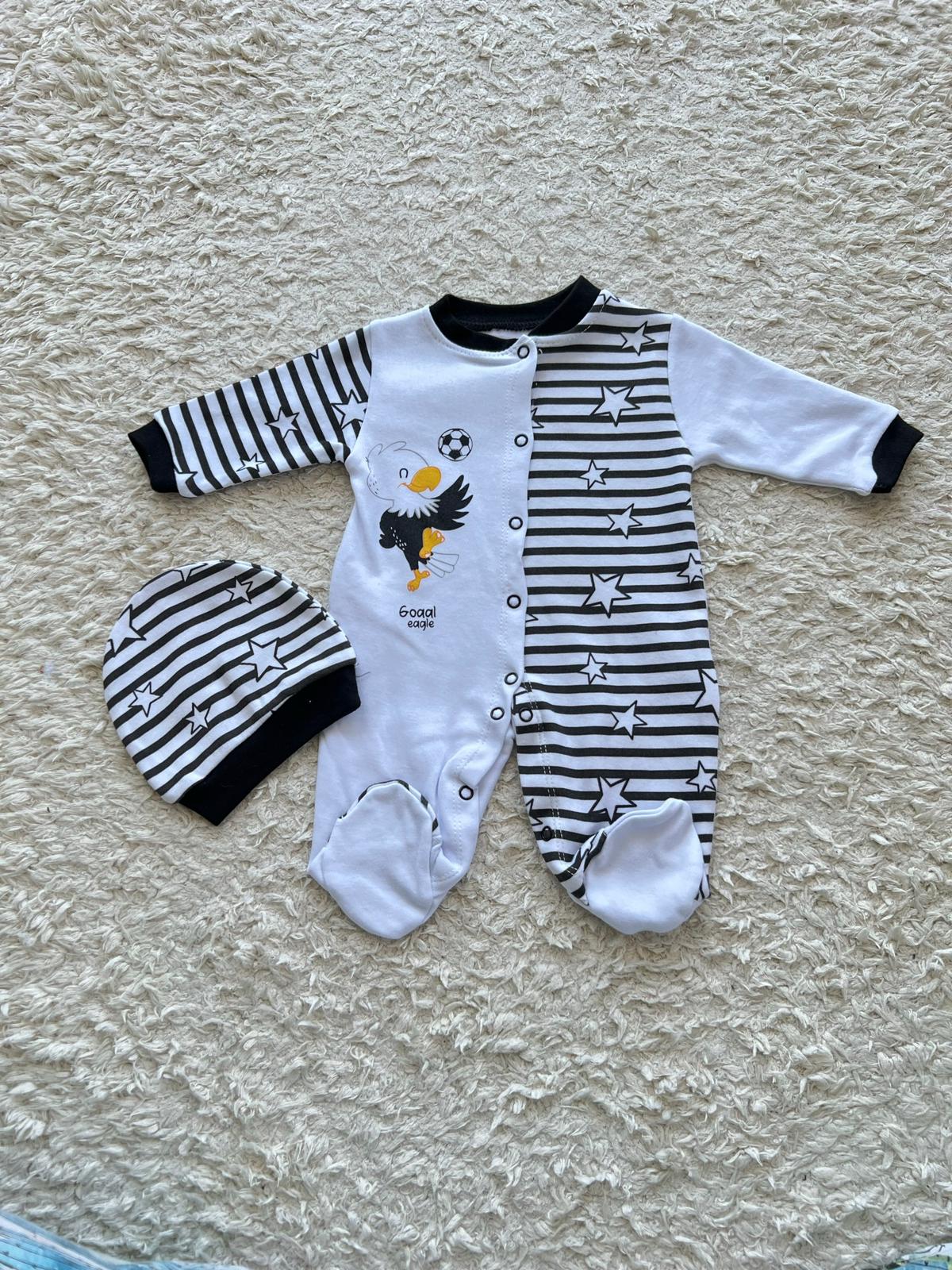 3-6  Ay Şapka Aksesuarlı Bebek Taraftar Tulumu Beşiktaş
